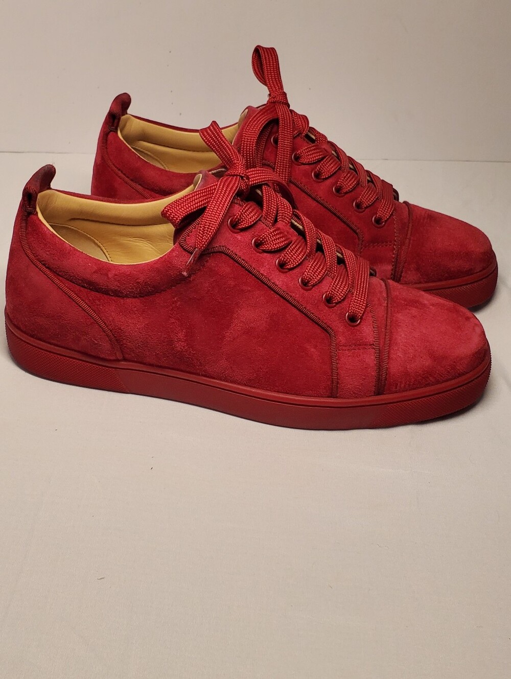 Authentic Christian Louboutin Jr Orlato Burgundy/Red Suede Trainers Size 41